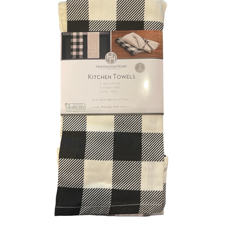 Huntington Home Black and White Checkered Kitchen Towels